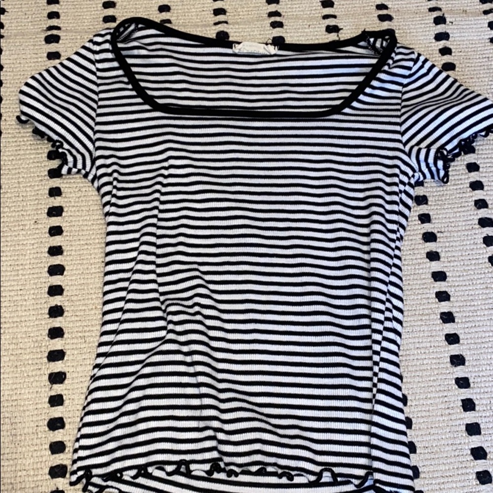 white and blacked striped tight crop top!